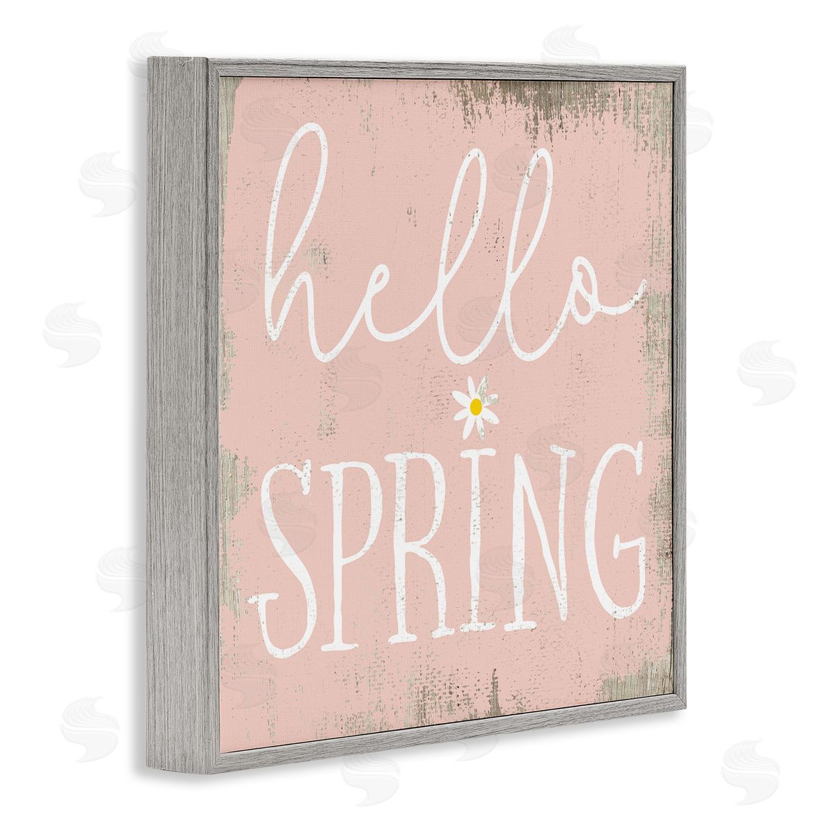 Stupell Studio Rustic Hello Spring Gray Framed Giclee Wall Art Print