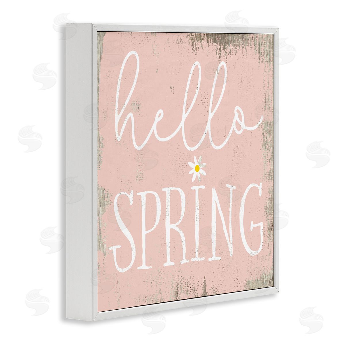 Stupell Studio Rustic Hello Spring White Framed Giclee Wall Art Print