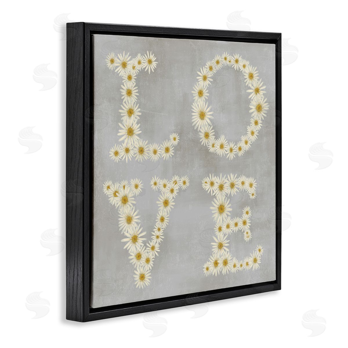 Stupell Studio Love Daisy Typography Black Floating Frame Canvas Wall Art Print