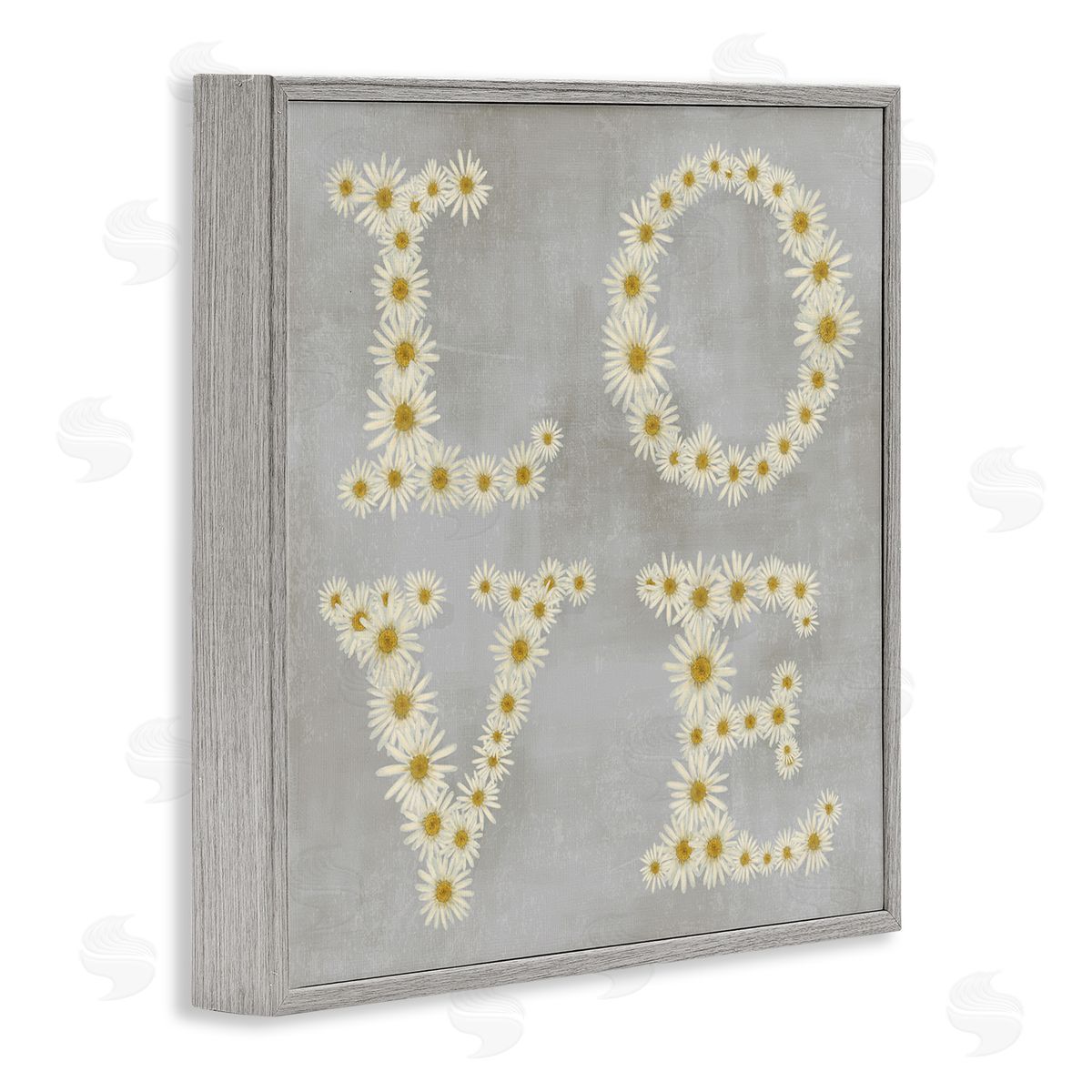 Stupell Studio Love Daisy Typography Gray Framed Giclee Wall Art Print