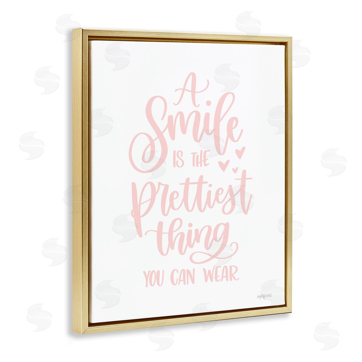 Smile is Prettiest Thing Gold Floating Frame Canvas Wall Art, Home Decor by Imperfect Dust