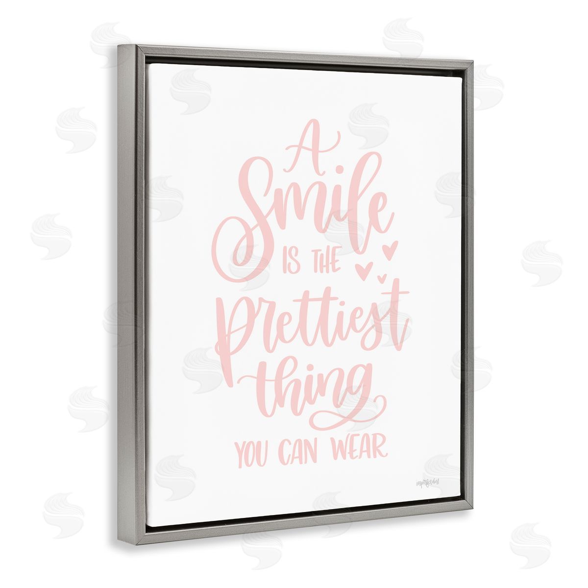 Smile is Prettiest Thing Grey Floating Frame Canvas Wall Art, Home Decor by Imperfect Dust