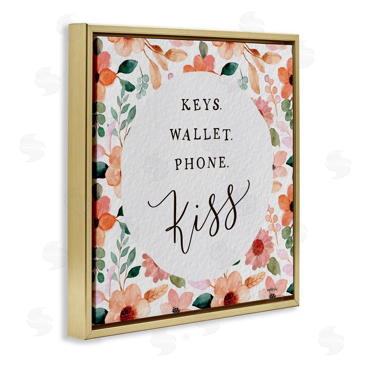 Imperfect Dust Keys Wallet Phone Kiss Gold Floating Frame Canvas Wall Art Print
