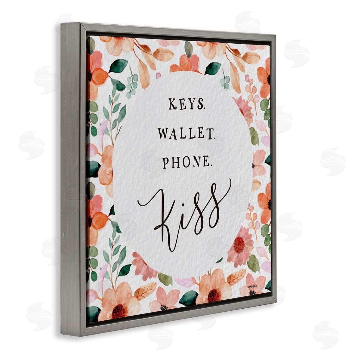 Imperfect Dust Keys Wallet Phone Kiss Gray Floating Frame Canvas Wall Art Print