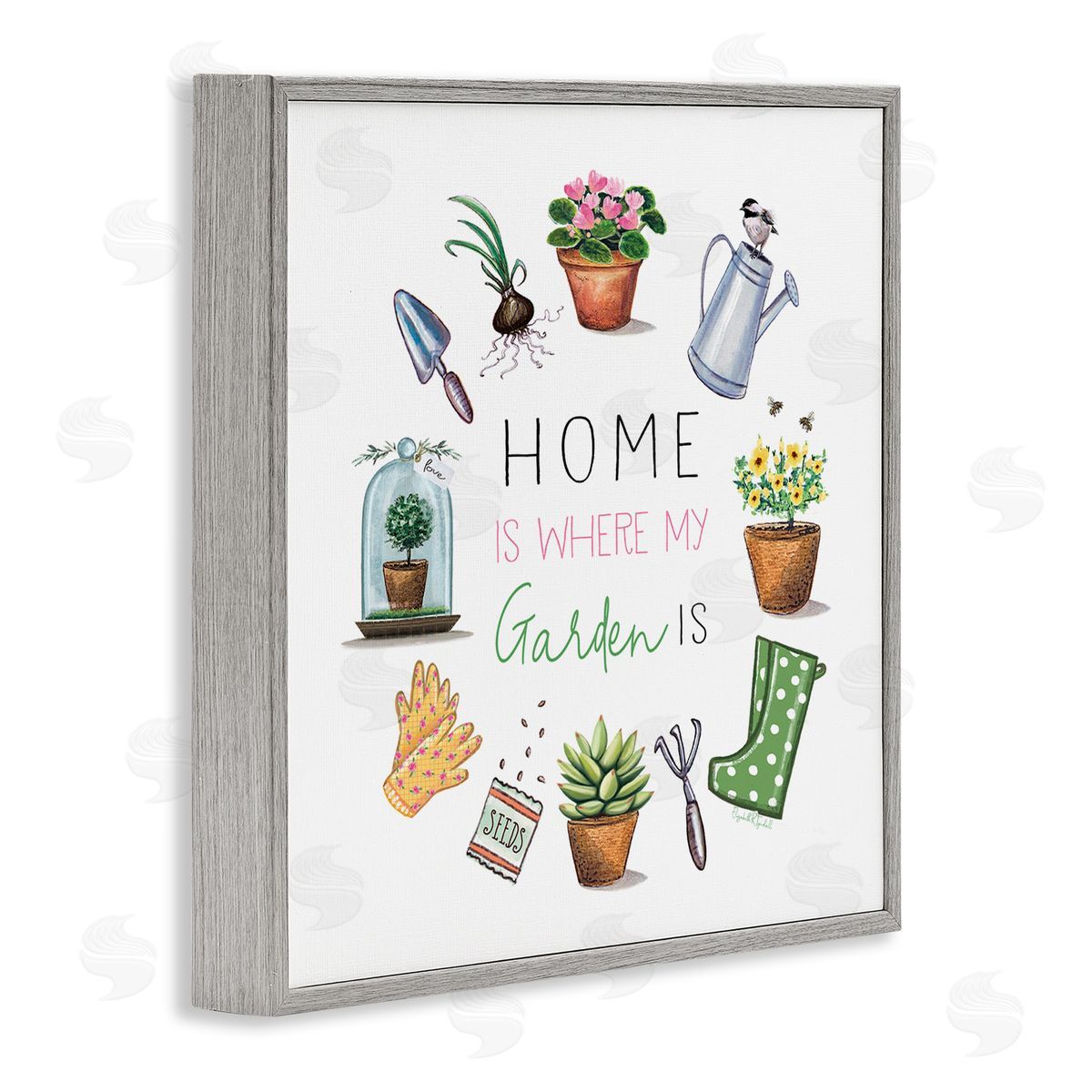 Elizabeth Tyndall Home Where Garden Is Gray Framed Giclee Wall Art Print