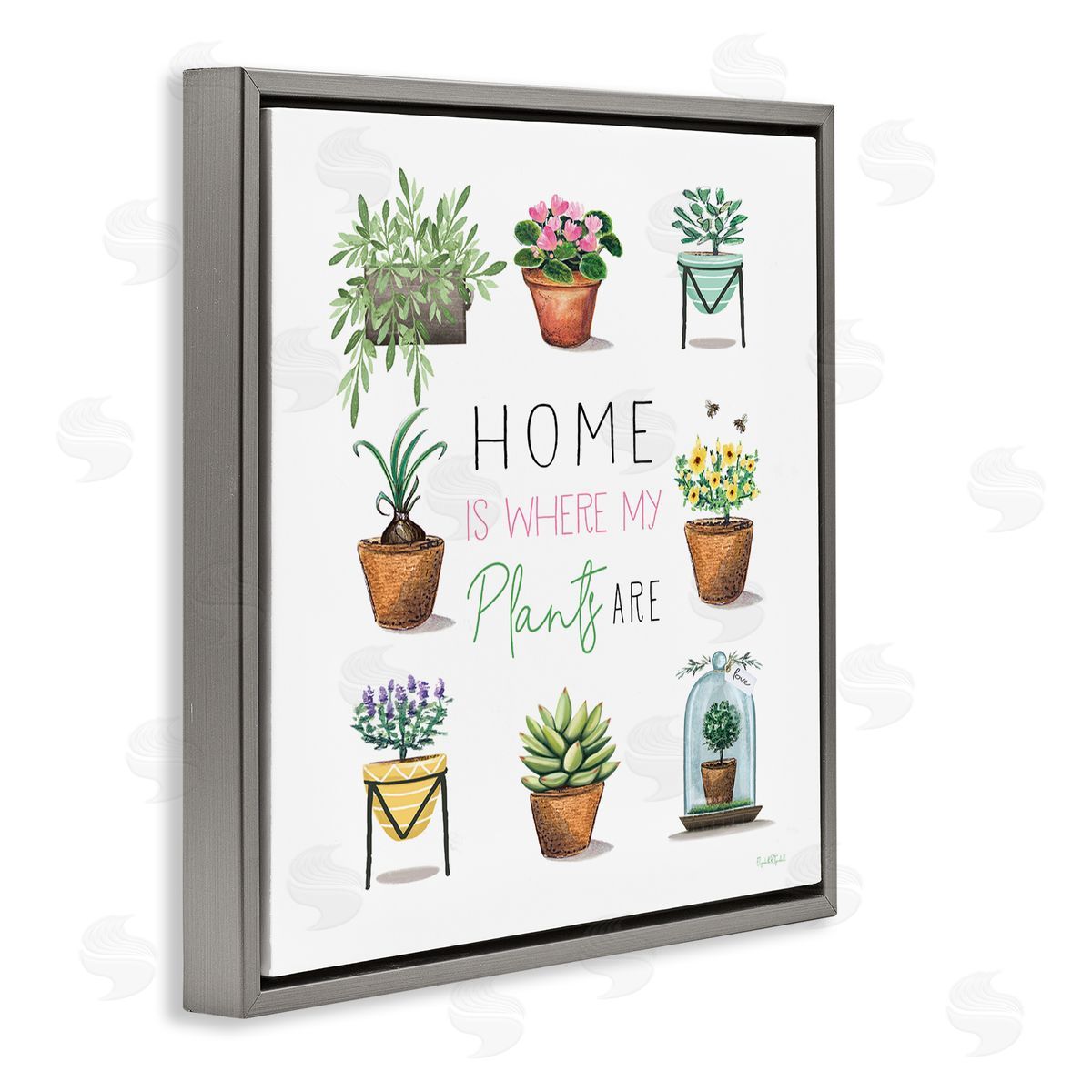 Elizabeth Tyndall Home Where Plants Are Gray Floating Frame Canvas Wall Art Print