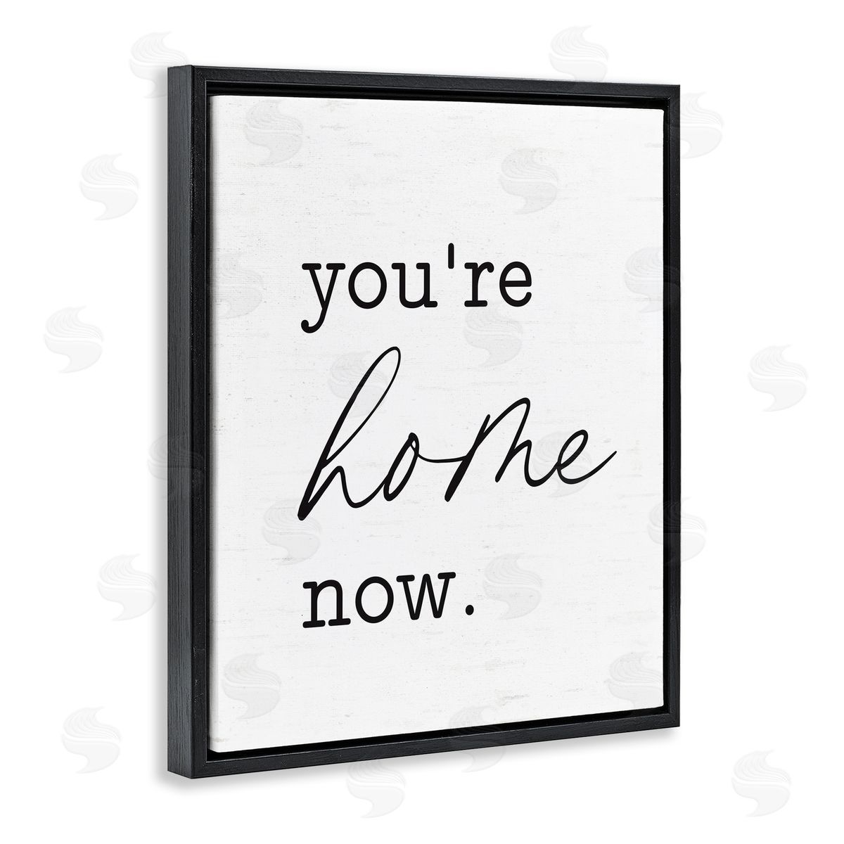 Lettered and Lined You're Home Now Black Floating Frame Canvas Wall Art Print