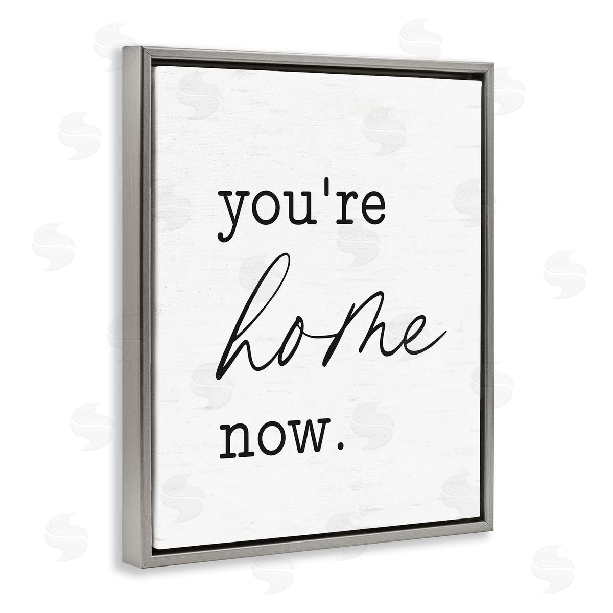 Lettered and Lined You're Home Now Gray Floating Frame Canvas Wall Art Print
