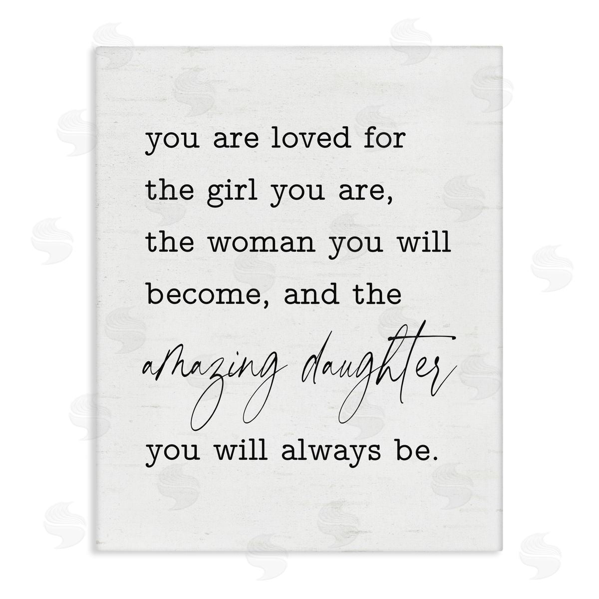 Lettered and Lined Amazing Daughter Sentiment Canvas Wall Art Print