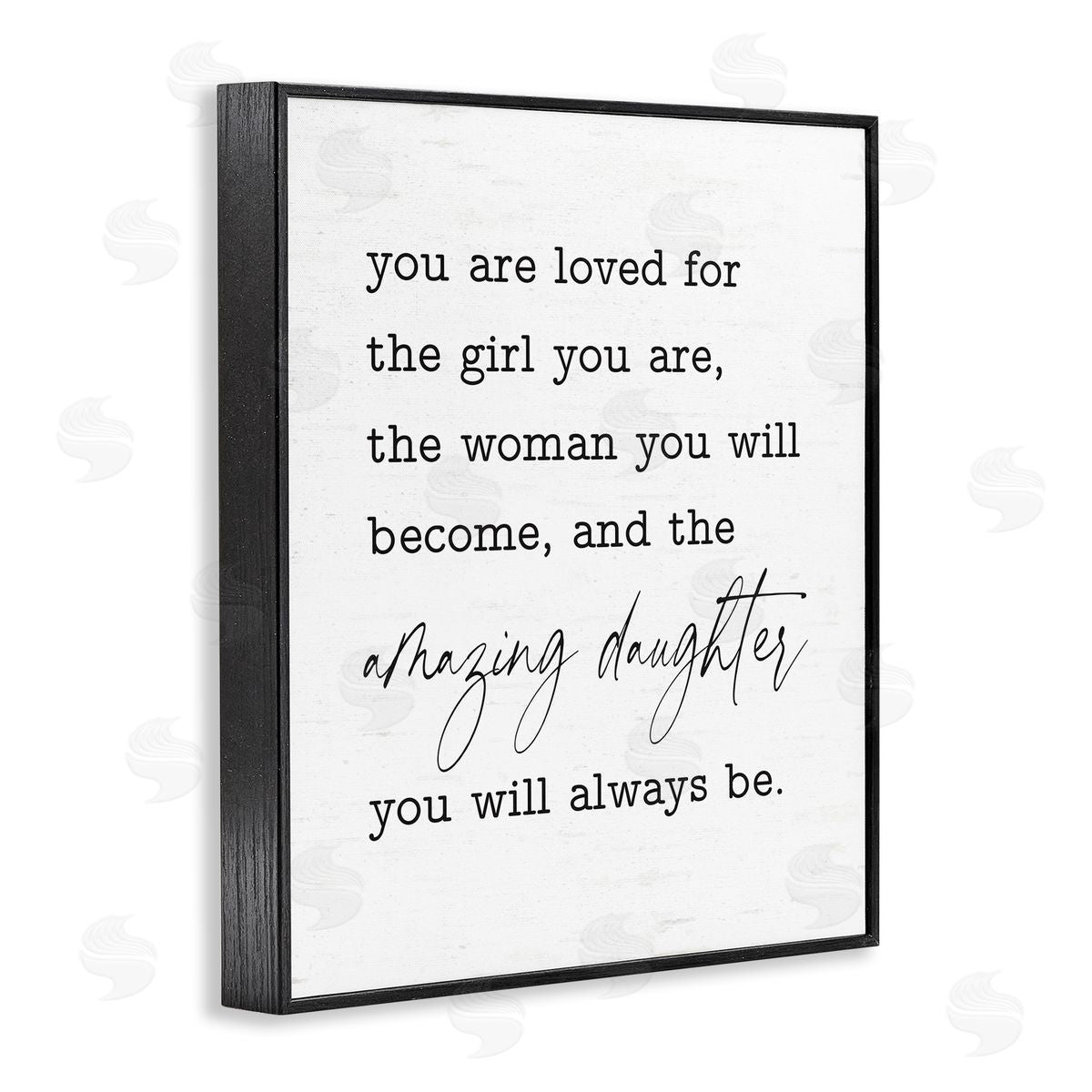 Lettered and Lined Amazing Daughter Sentiment Black Framed Giclee Wall Art Print