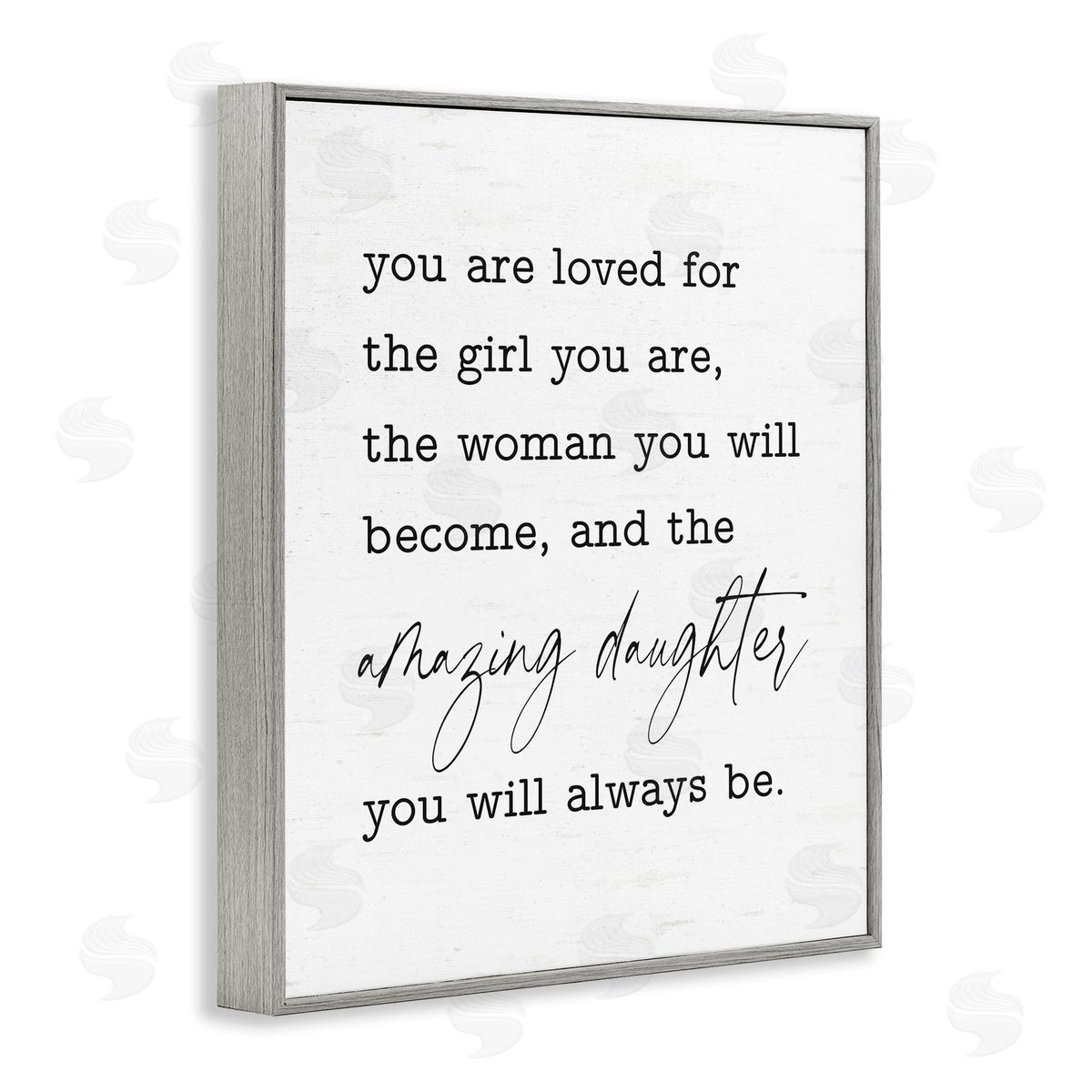 Lettered and Lined Amazing Daughter Sentiment Gray Framed Giclee Wall Art Print