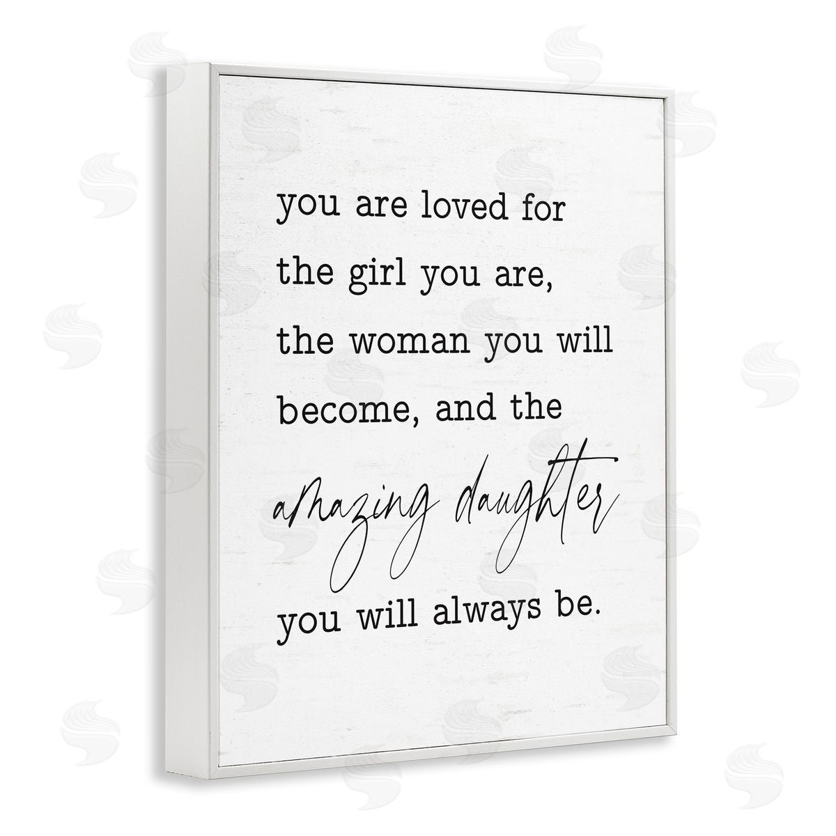 Lettered and Lined Amazing Daughter Sentiment White Framed Giclee Wall Art Print