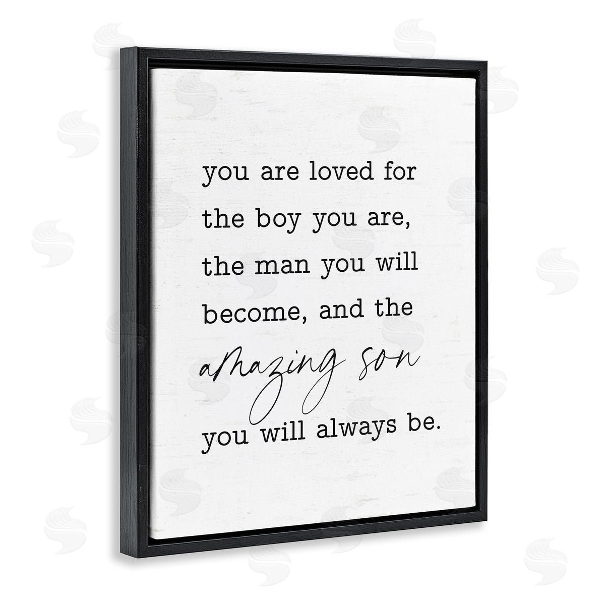 Lettered and Lined Amazing Son Sentiment Black Floating Frame Canvas Wall Art Print