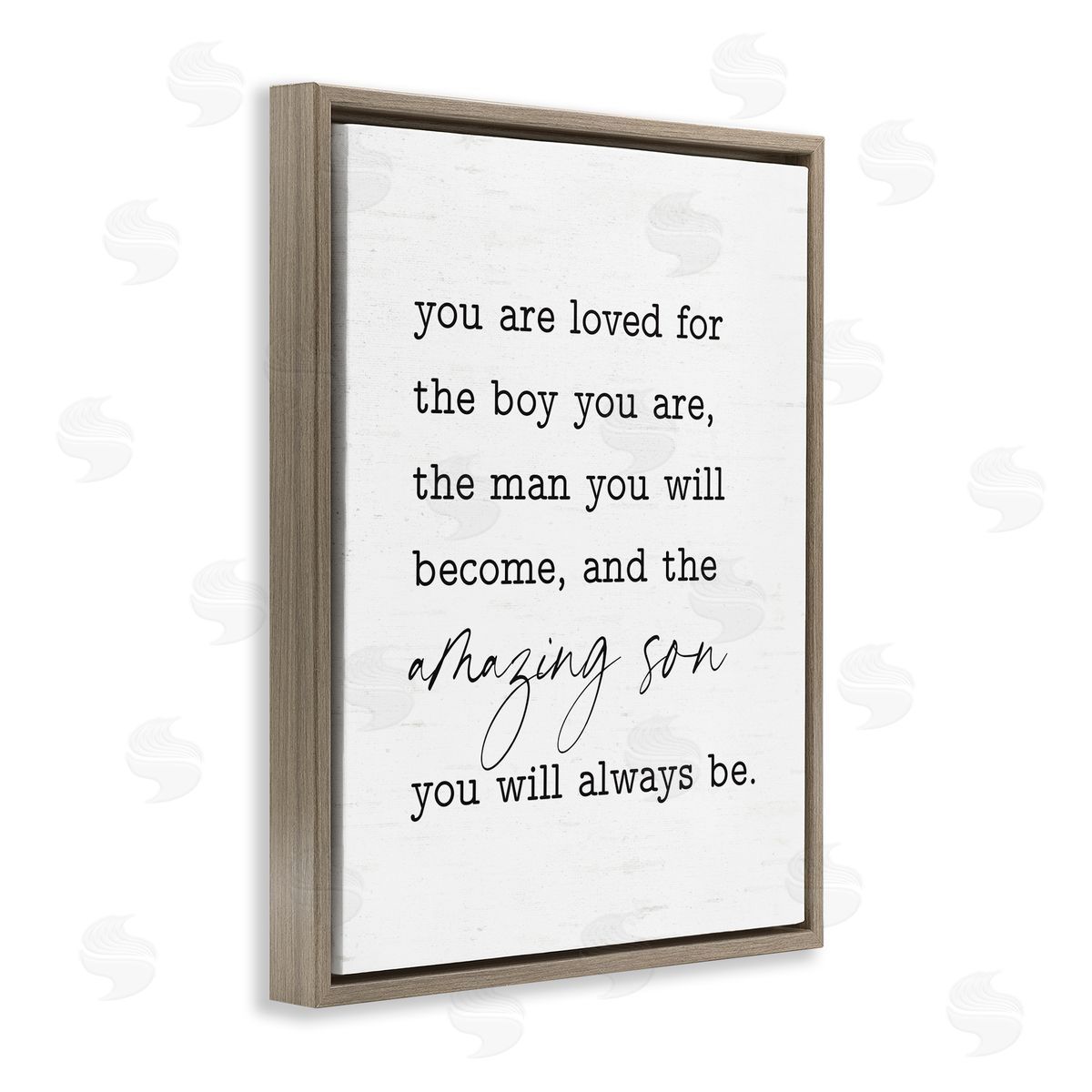 Lettered and Lined Amazing Son Sentiment Brown Floating Frame Canvas Wall Art Print