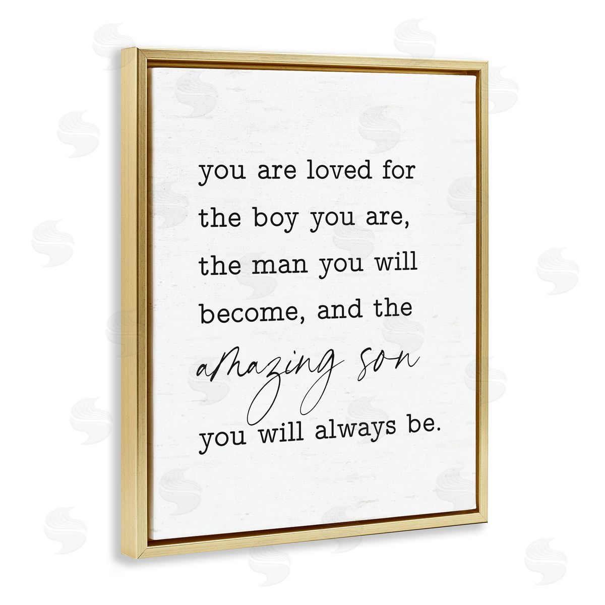 Lettered and Lined Amazing Son Sentiment Gold Floating Frame Canvas Wall Art Print