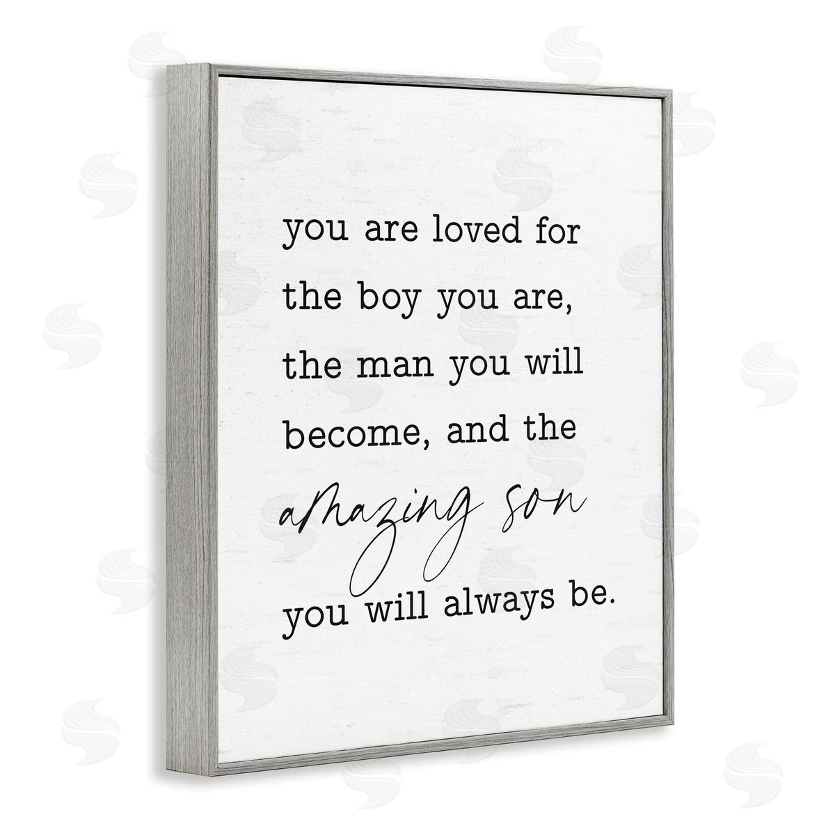 Lettered and Lined Amazing Son Sentiment Gray Framed Giclee Wall Art Print