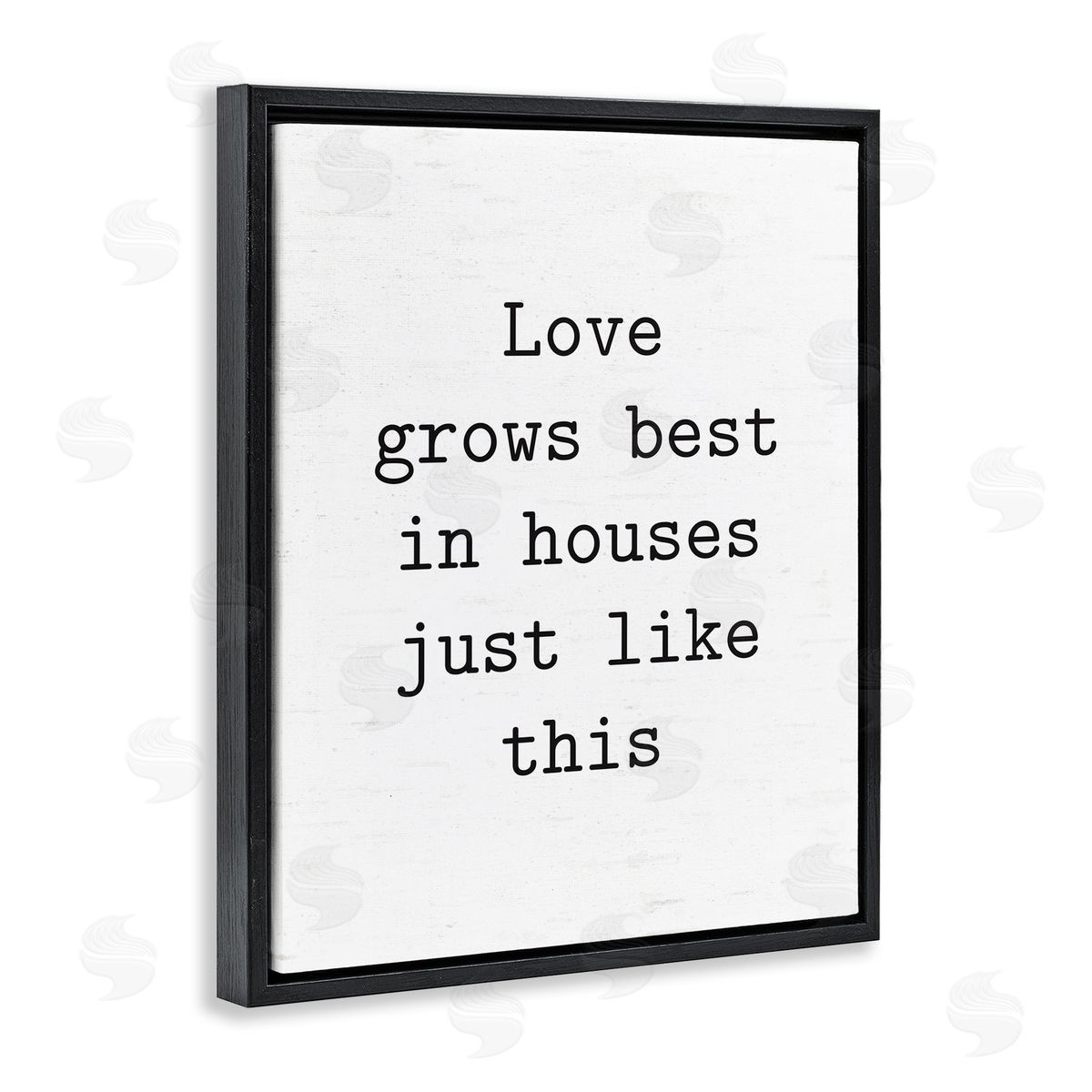 Lettered and Lined Where Love Grows Best Black Floating Frame Canvas Wall Art Print