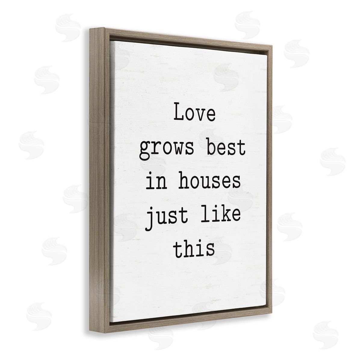 Lettered and Lined Where Love Grows Best Brown Floating Frame Canvas Wall Art Print
