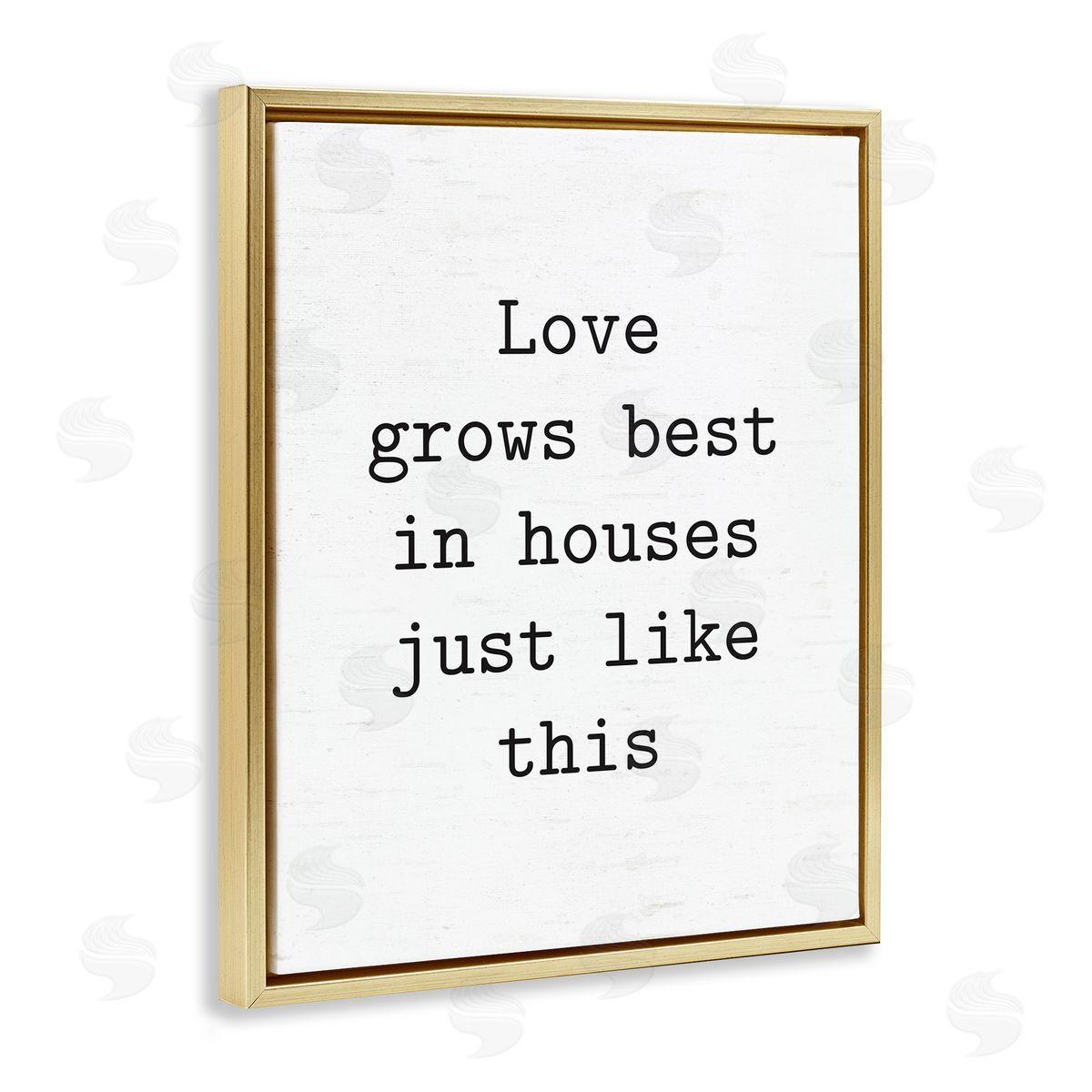 Lettered and Lined Where Love Grows Best Gold Floating Frame Canvas Wall Art Print