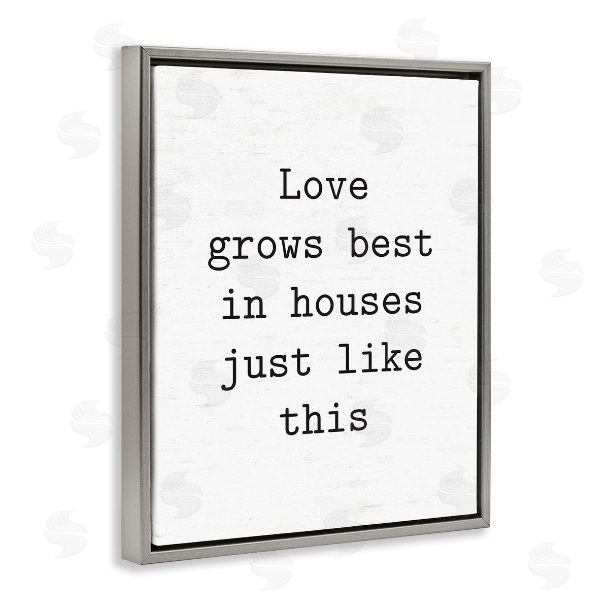Lettered and Lined Where Love Grows Best Gray Floating Frame Canvas Wall Art Print