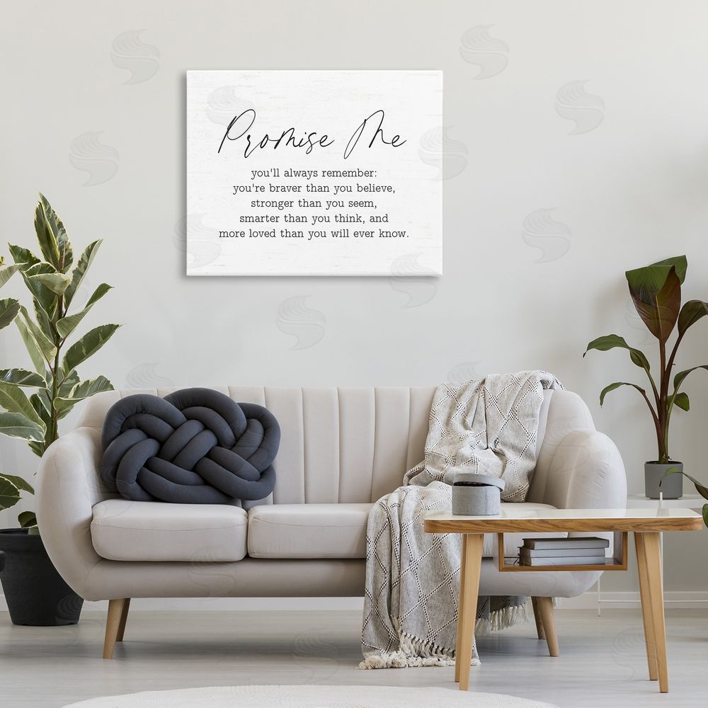 Lettered and Lined Promise Me Sentiment Canvas Wall Art Print in Room