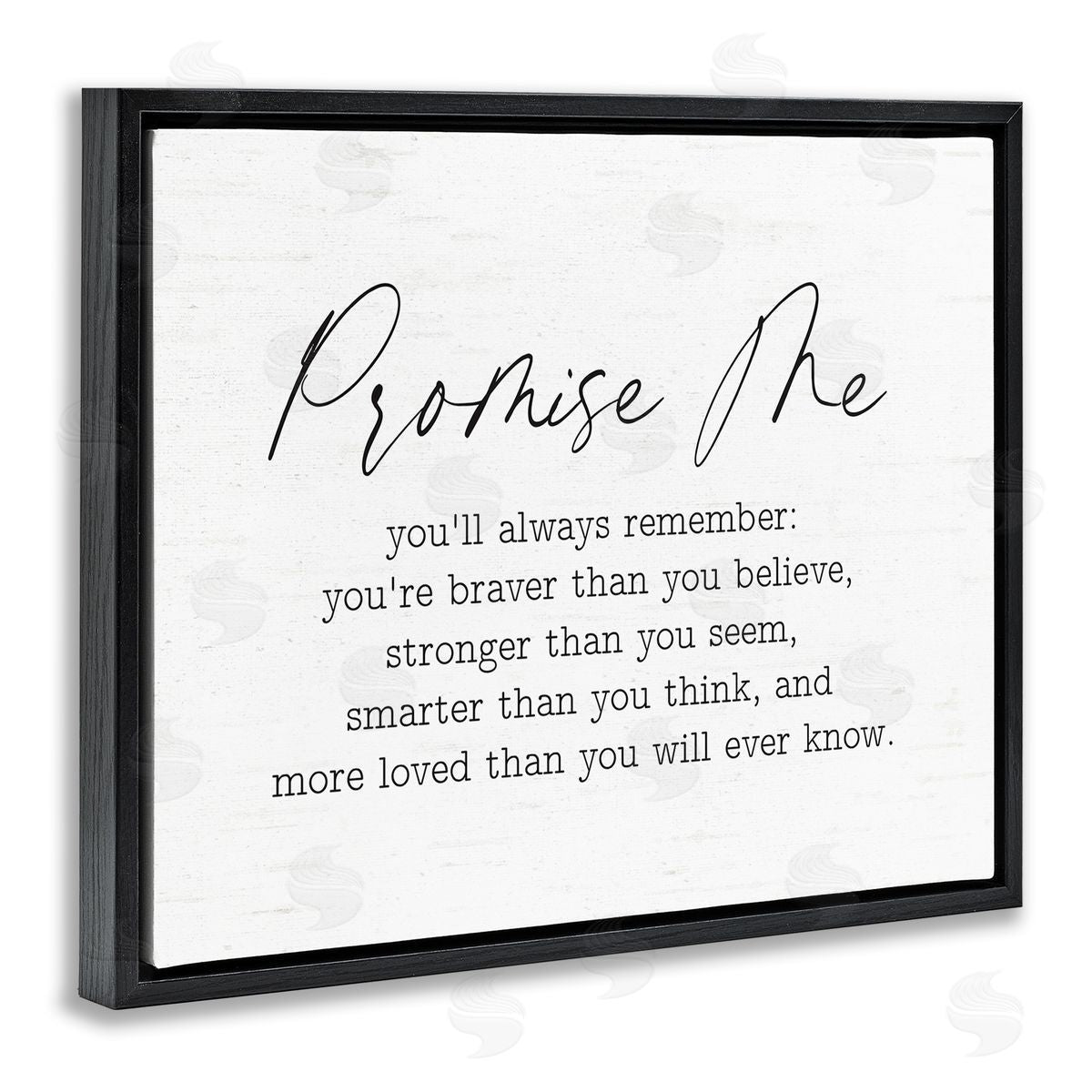 Lettered and Lined Promise Me Sentiment Black Floating Frame Canvas Wall Art Print