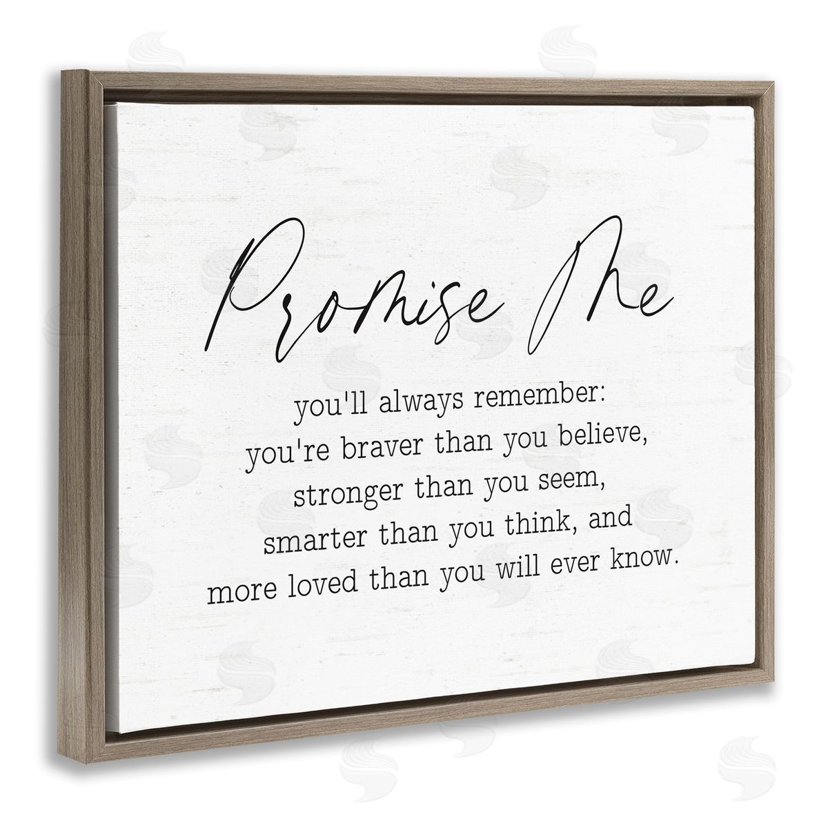 Lettered and Lined Promise Me Sentiment Brown Floating Frame Canvas Wall Art Print