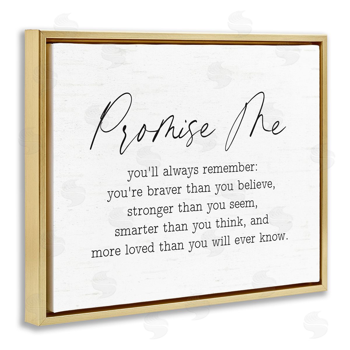 Lettered and Lined Promise Me Sentiment Gold Floating Frame Canvas Wall Art Print