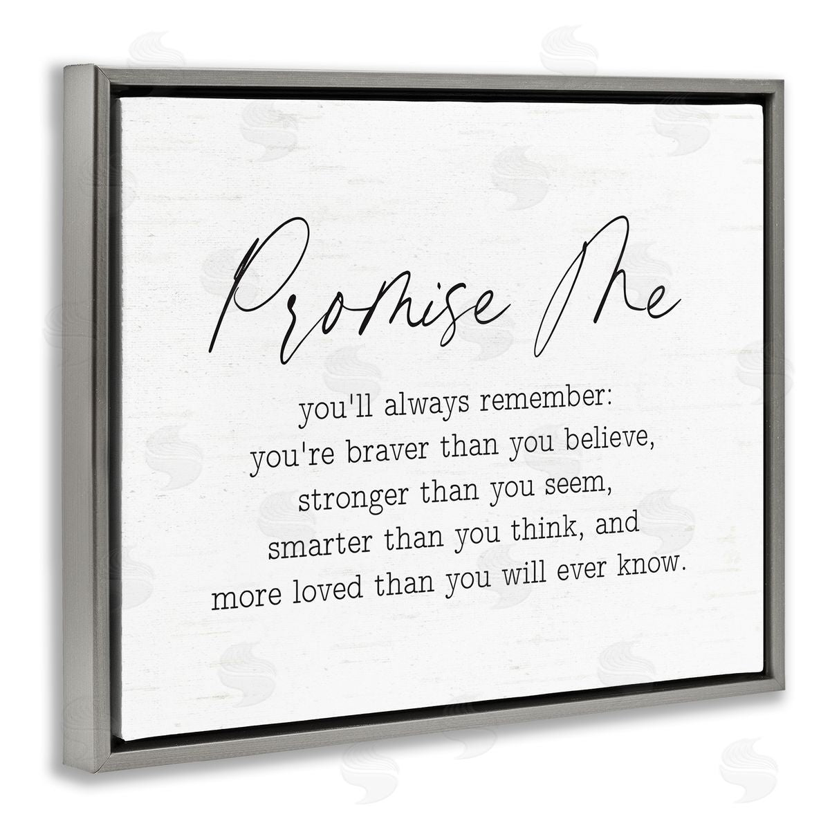 Lettered and Lined Promise Me Sentiment Gray Floating Frame Canvas Wall Art Print