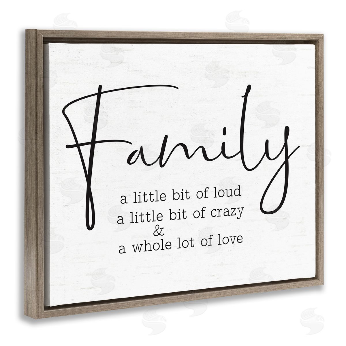 Lettered and Lined Loud Crazy Love Family Brown Floating Frame Canvas Wall Art Print