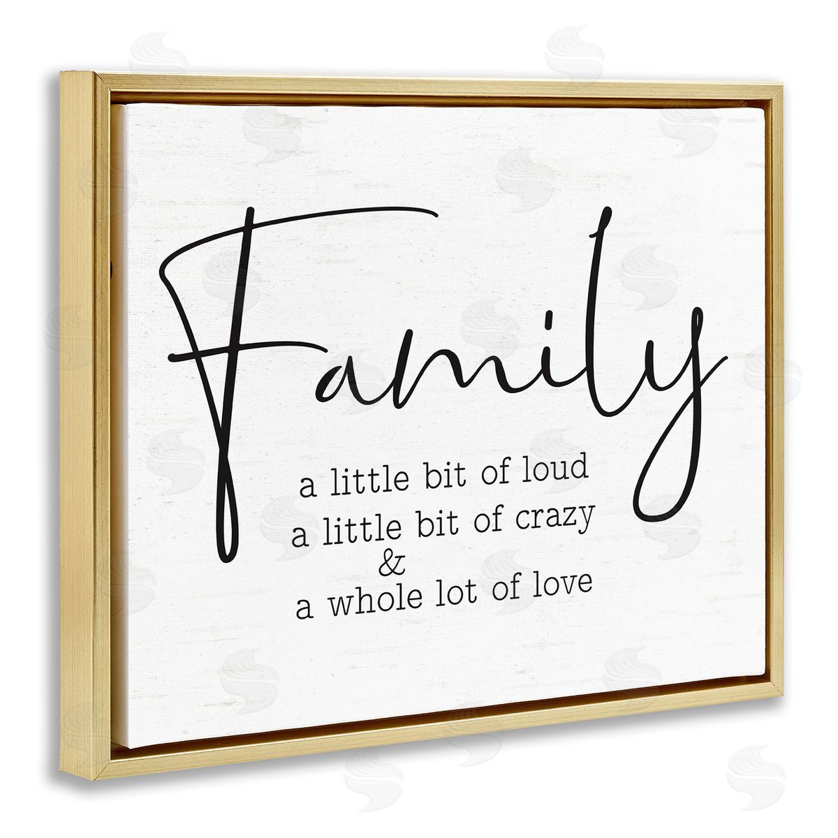 Lettered and Lined Loud Crazy Love Family Gold Floating Frame Canvas Wall Art Print