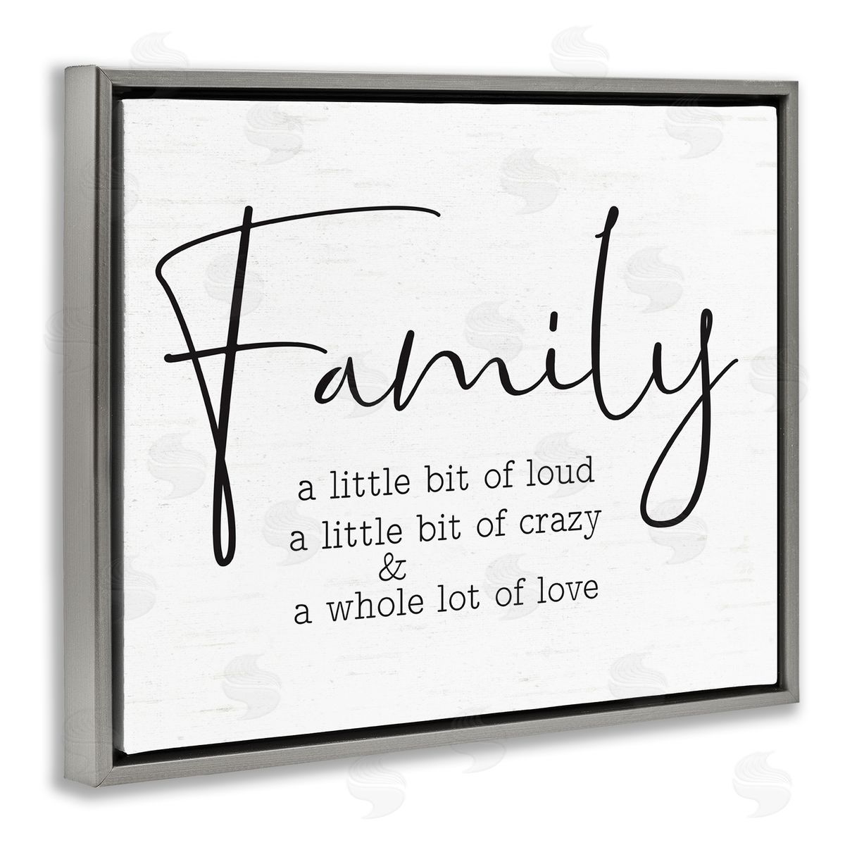 Lettered and Lined Loud Crazy Love Family Gray Floating Frame Canvas Wall Art Print