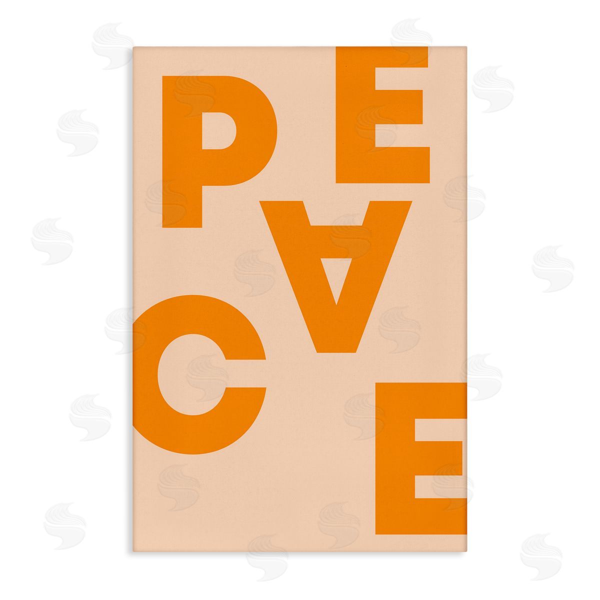 Peace Orange Typography Canvas Wall Art, Home Decor by Incado