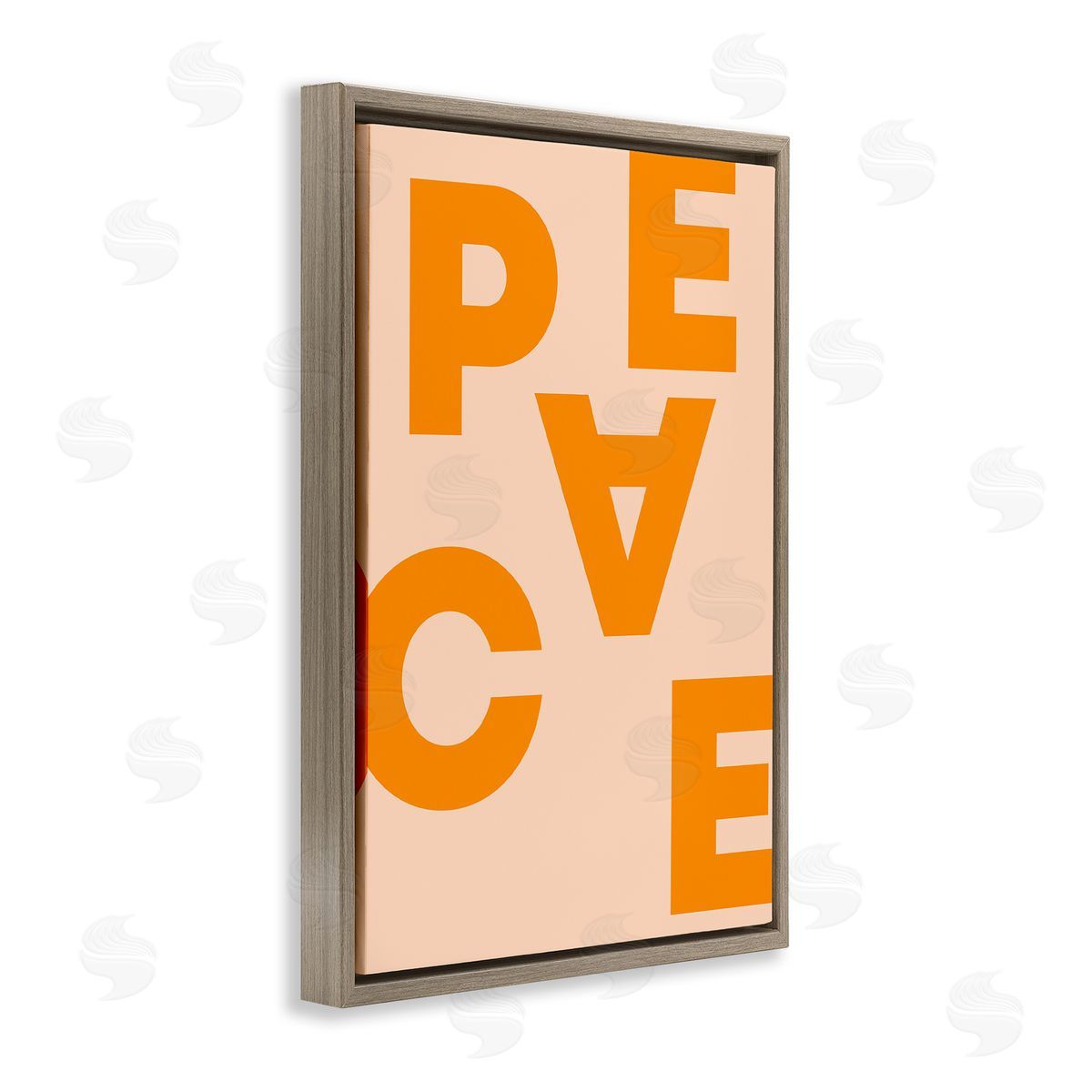 Peace Orange Typography Brown Floating Frame Canvas Wall Art, Home Decor by Incado