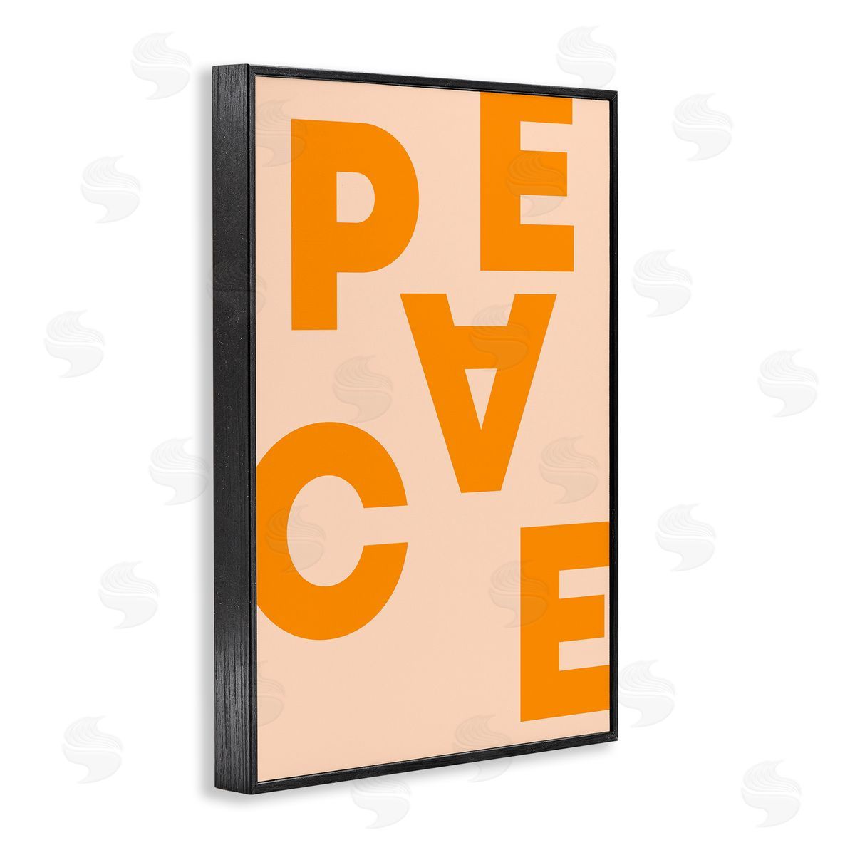 Peace Orange Typography Black Frame Print Wall Art, Home Decor by Incado