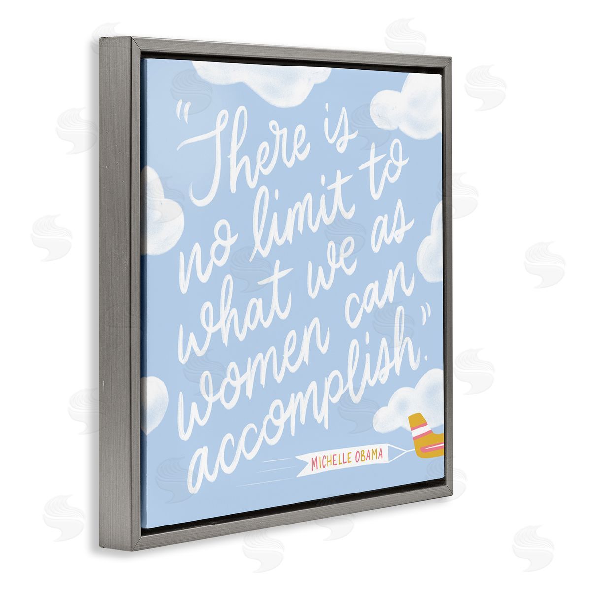 Joylark Studio Women Accomplishment Quote Gray Floating Frame Canvas Wall Art Print