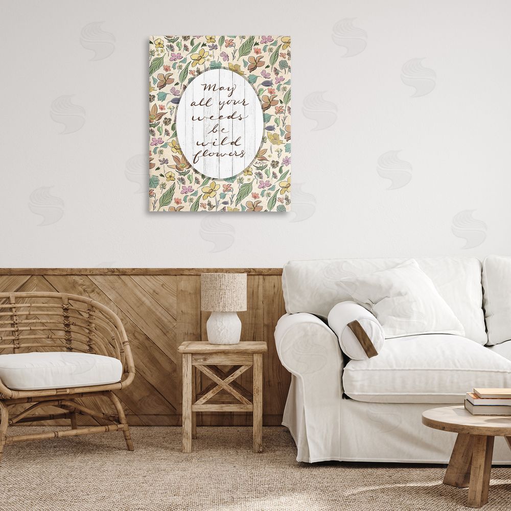 Kelley Talent Sentimental Wildflowers Phrase Canvas Wall Art Print in Room