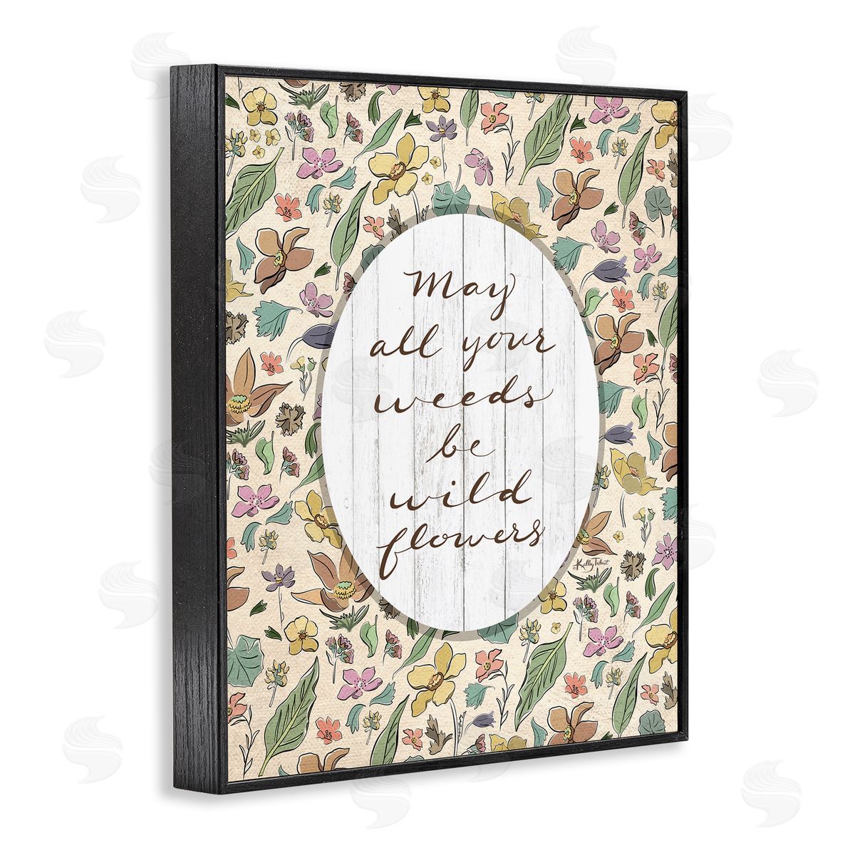 Kelley Talent Sentimental Wildflowers Phrase Black Framed Giclee Wall Art Print