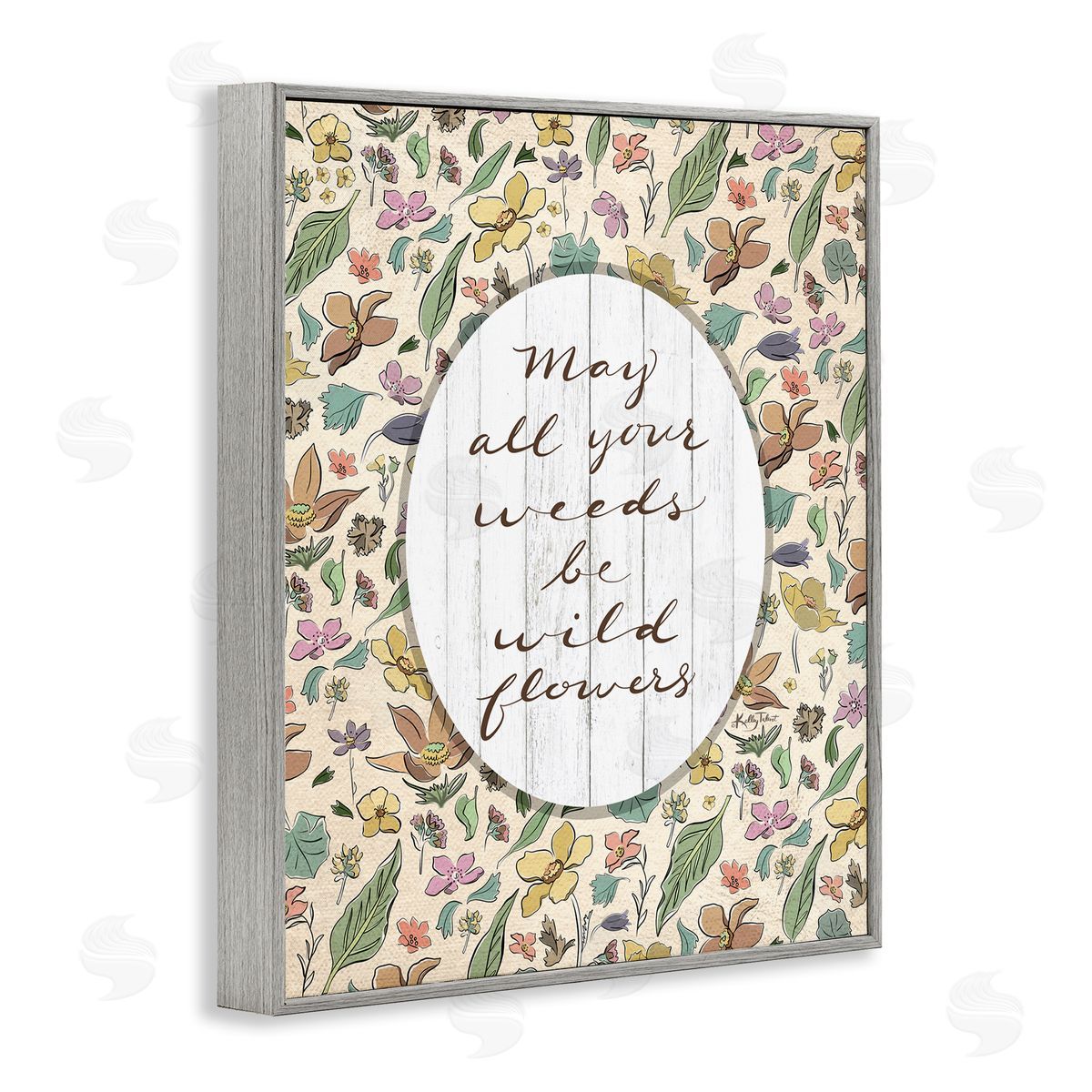 Kelley Talent Sentimental Wildflowers Phrase Gray Framed Giclee Wall Art Print