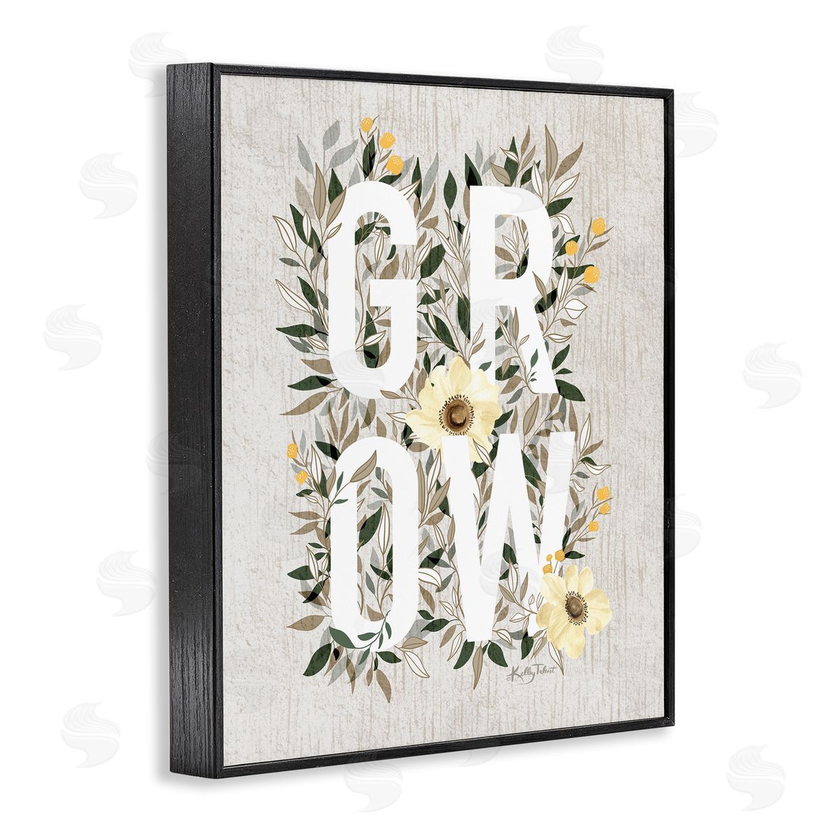 Kelley Talent Grow with Cottage Blooms Black Framed Giclee Wall Art Print
