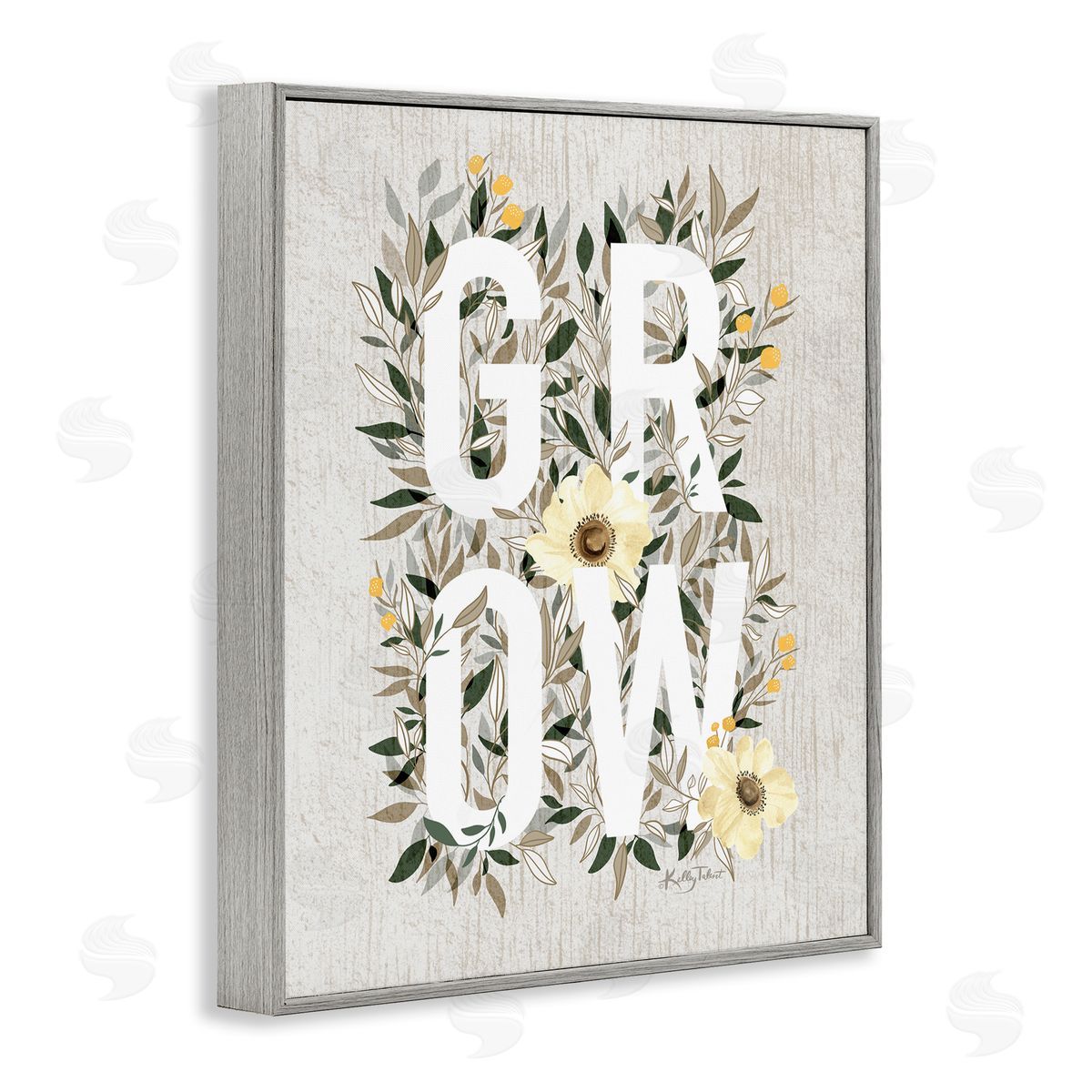 Kelley Talent Grow with Cottage Blooms Gray Framed Giclee Wall Art Print