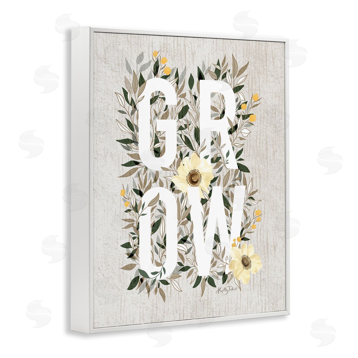 Kelley Talent Grow with Cottage Blooms White Framed Giclee Wall Art Print