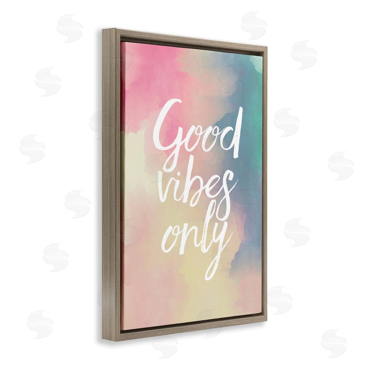 Good Vibes Only Ombre Brown Floating Frame Canvas Wall Art, Home Decor by Louise Carey
