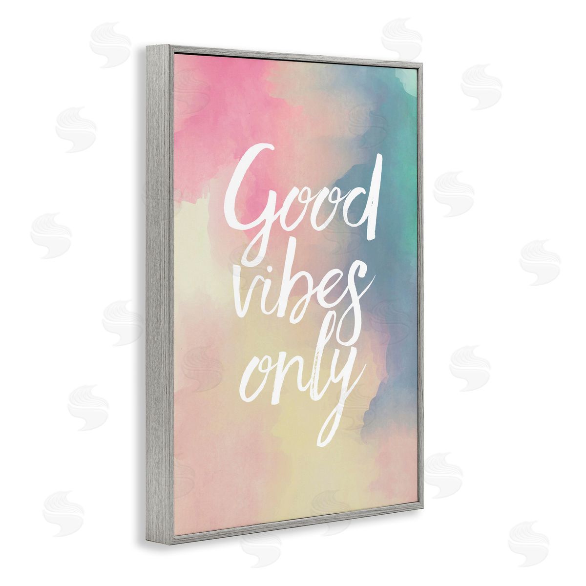 Good Vibes Only Ombre Grey Frame Print Wall Art, Home Decor by Louise Carey