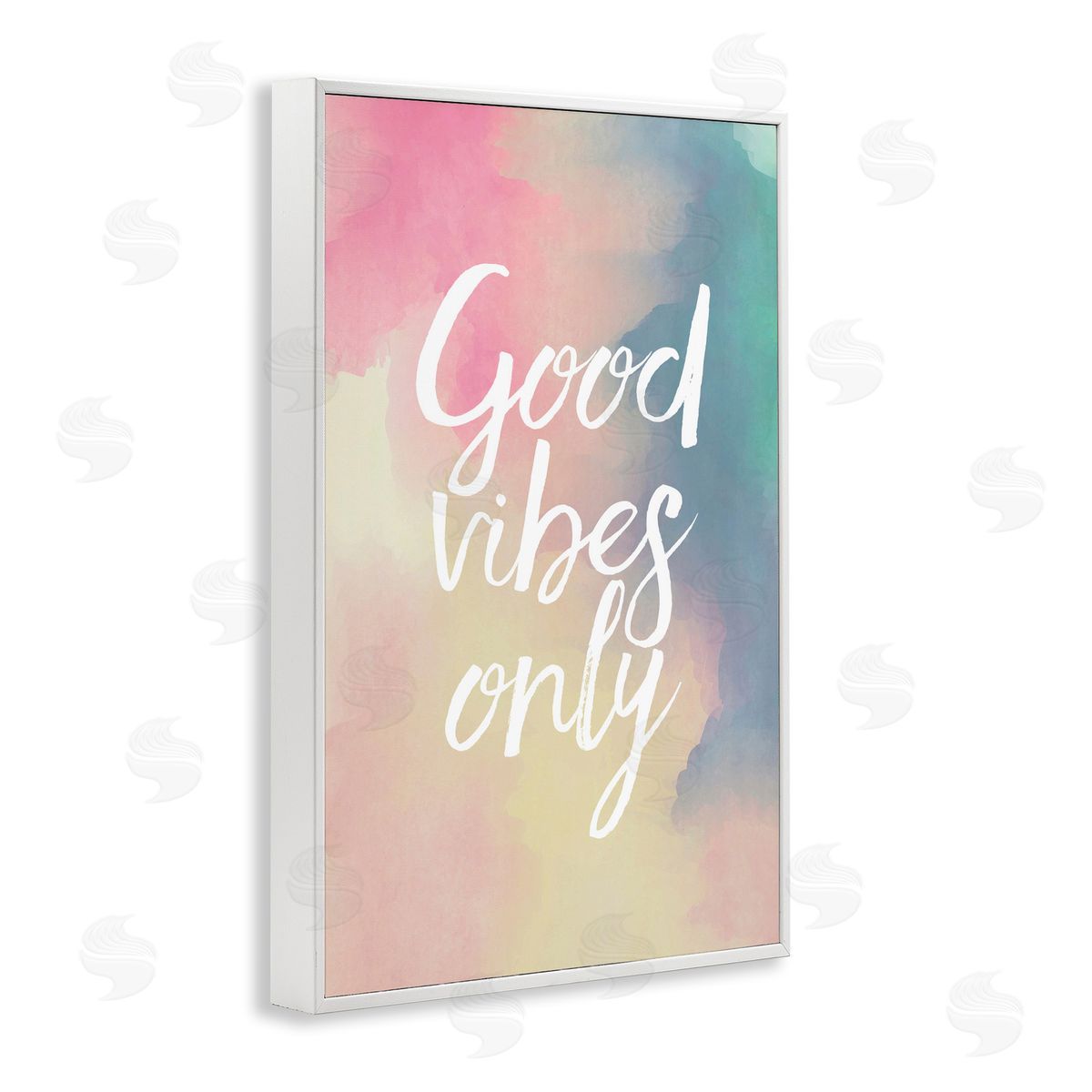 Good Vibes Only Ombre White Frame Print Wall Art, Home Decor by Louise Carey