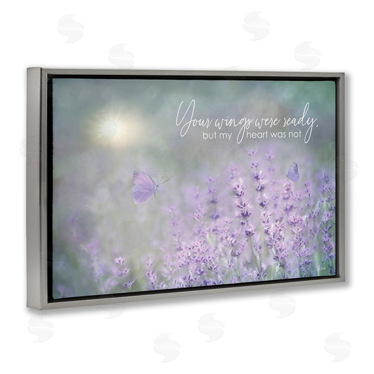 Lori Deiter Floral Grief Quote Gray Floating Frame Canvas Wall Art Print
