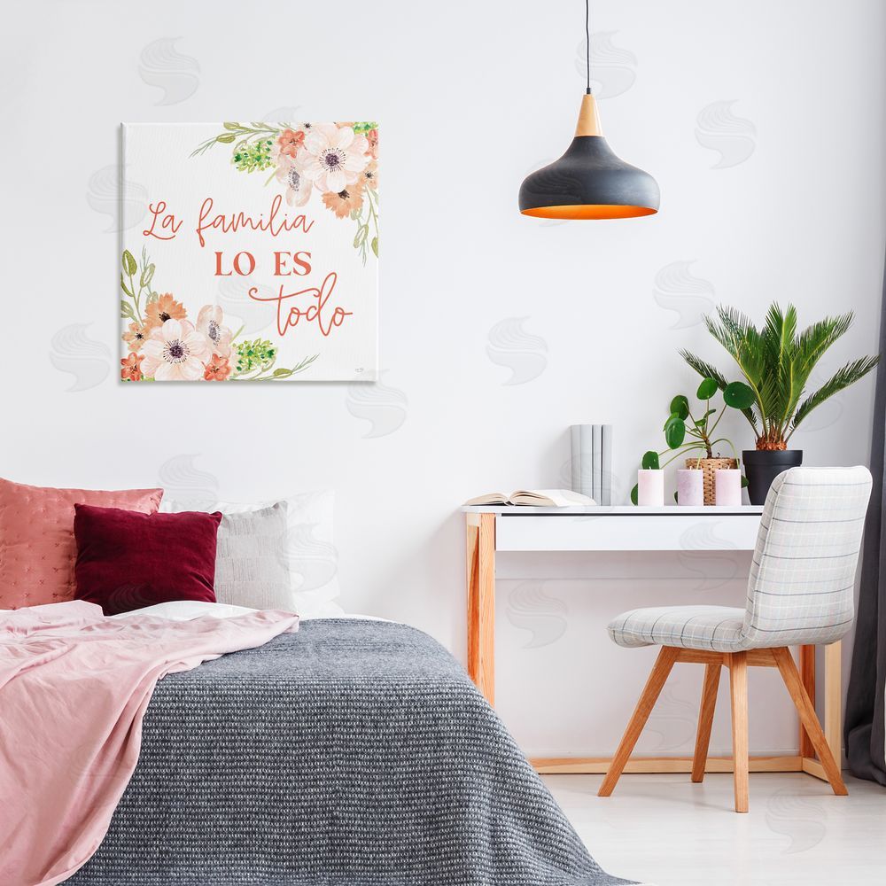 Lux + Me Designs Spanish Family Is Everything Canvas Wall Art Print in Room