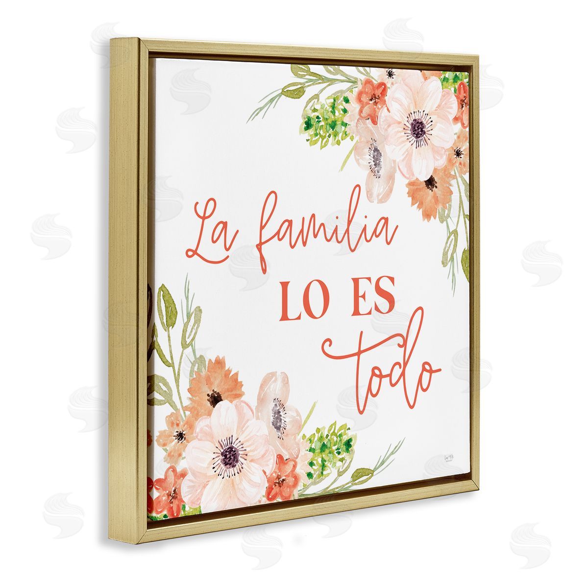 Lux + Me Designs Spanish Family Is Everything Gold Floating Frame Canvas Wall Art Print