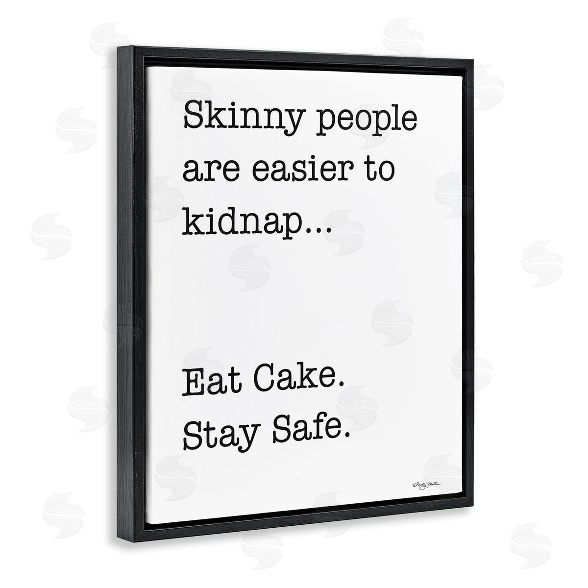 Eat Cake Stay Safe Black Floating Frame Canvas Wall Art, Home Decor by Molly Matin
