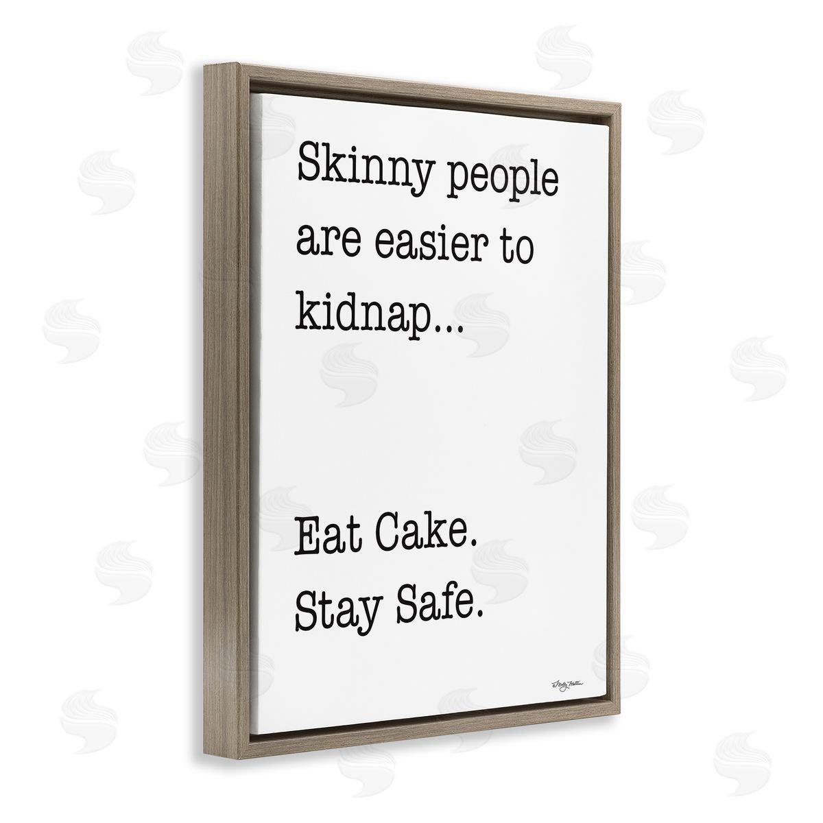 Eat Cake Stay Safe Brown Floating Frame Canvas Wall Art, Home Decor by Molly Matin